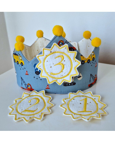 Corona de cumpleaños, corona para niños, corona de tractores y camiones para fiesta infantil