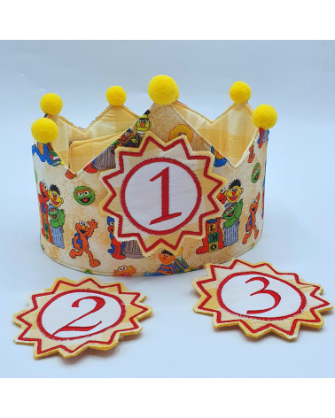 Corona barrio sesamo, corona para niños, corona cumpleaños, corona de tela